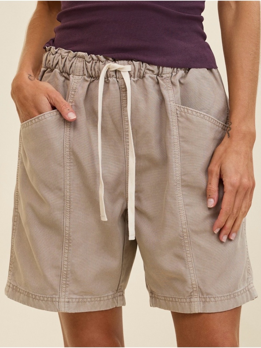 Aerie Jorts. Khaki Drawstring Utility Shorts. Size Large